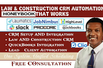 lawmatics clio procore ghl slack quickbooks honeybook jobnimbus buildertrend n8n