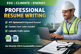 write esg analyst, environmental science, sustainability, and ehs resumes