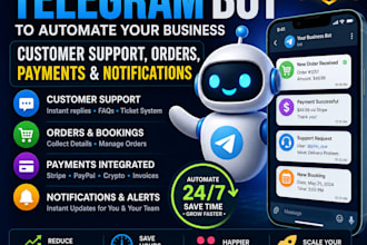build telegram bot to automate customer support orders payments and notification