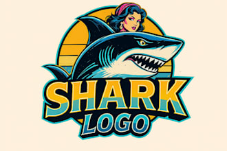 create a modern shark logo for esports, gaming, or business
