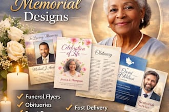 design a memorial, obituary, or funeral flyer very fast