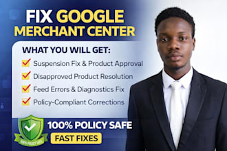 optimize product feed,fix gmc suspension, product disapprovals and feed errors