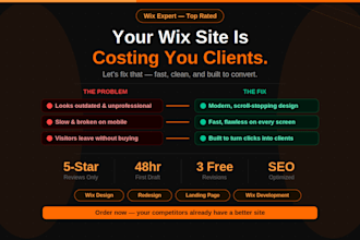 build wix website redesign wix webiste design, wix development, wix landing page