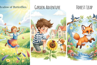 do children watercolor, children book watercolor