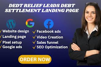 build debt settlement leads debt relief debt consolidation debt mca landing page