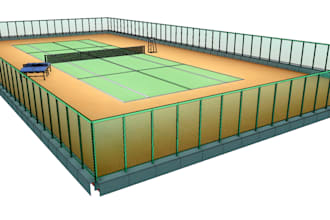 design professional 3d court designs for tennis padel pickleball badminton logo