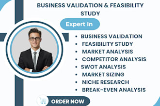 do business validation, feasibility study, swot analysis and competitor analysis