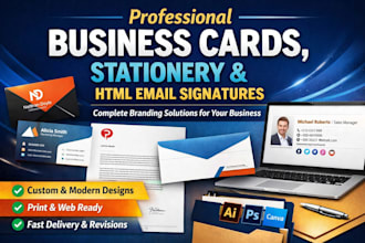 design modern business cards, letterheads, stationery and custom email signature