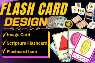 design educational language learning flashcard and card game for kids or adults