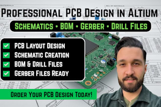 do a pcb design with schematics, bom, gerber, and drill files in altium