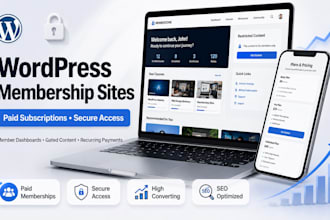 build paywall membership paid  wordpress website, wordpress elementor website