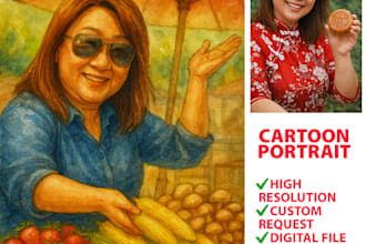 draw a high quality cartoon portrait from your photo