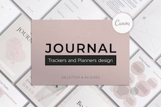 design canva wellness journals, self care planners, fitness, habit trackers
