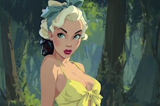 draw sexy girl pin up semirealistic comic caricature