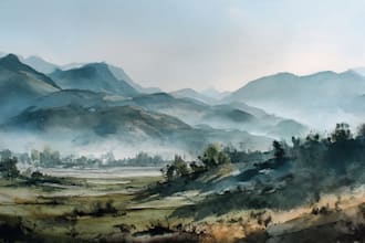 paint original watercolor landscape painting