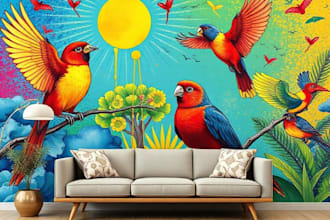 design a colorful wall mural