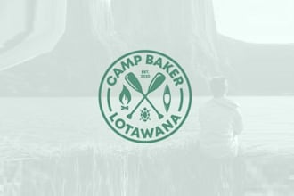 make monogram retro camp logo for a house on the lake