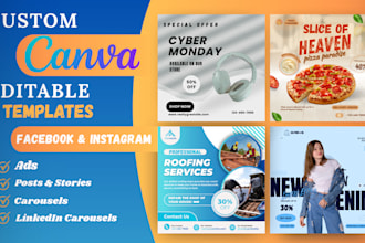 create editable canva templates for instagram posts and facebook ads