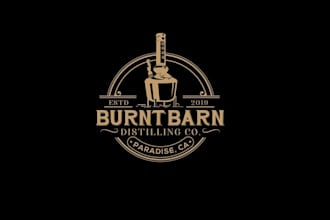 design burnt barn distilling co located paradise ca logo