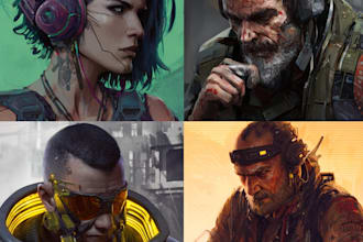 create realistic scifi, cyberpunk characters art