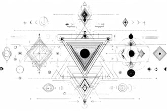 do black and white geometric custom tattoo, monoline logo