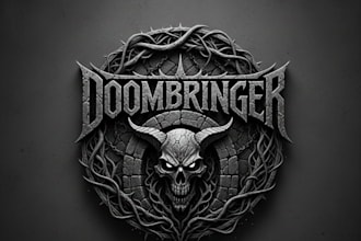 draw a monolithic doom metal logo with heavy texture