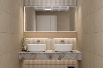 design floor plan of bathroom, toilet, restroom and rendering