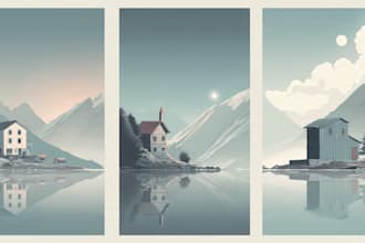 create minimalist landscape illustrations and posters