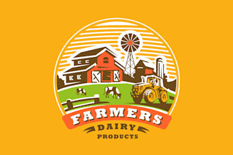 design high quality farmer tractor vintage logo with t shirt design