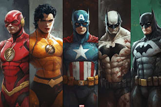 do comic book illustration, marvel comic superhero character
