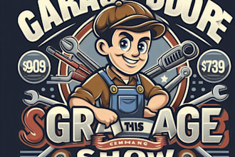 design high quality garage door mascot logo with t shirt design