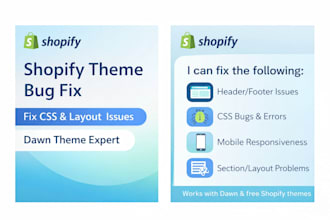 fix shopify dawn theme bugs, CSS and layout issues