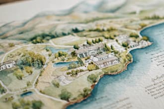 design watercolor wedding map