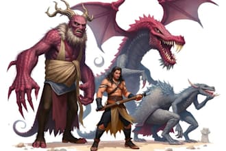 draw concept art and illustration of characters and monsters