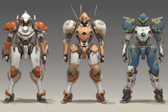 draw anime, mecha, armor, character, concept art or artwork