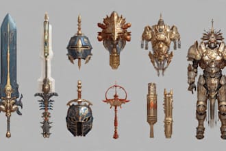 draw any concept, item, fantasy, armor, mecha weapon