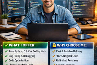 be your java coder and help you with java, python, c, and cpp
