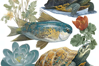 draw scientific animals, plants or encyclopedia book illustrations