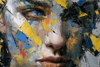draw abstract painting art , abstract portrait, oil paint
