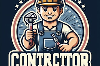 design high quality contractor mascot logo with t shirt design