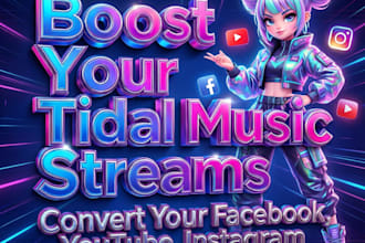 bost your tidal music streams and convertion your facebook,youtube,instagram