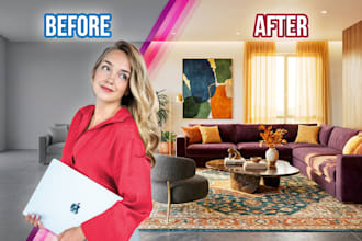 do realistic virtual staging and interior design for your listing