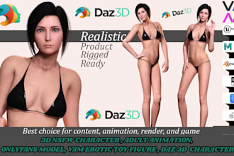 create 3d nsfw character, 3d adult animation, onlyfans model, daz3d vam model