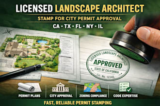 prepare landscape plans with stamped for US city permit approval