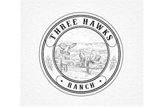 make traditional monogram logo for three hawks ranch