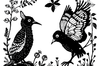 illustrate botanical and animal linocut illustration