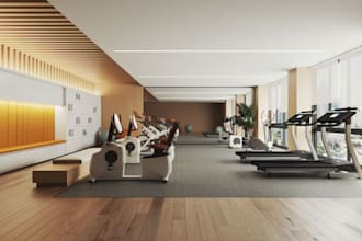 design 3d yoga studio, pilates studio and gym interior renderings