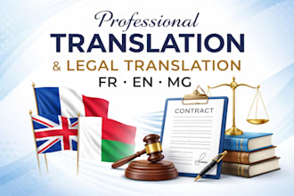 provide fast and accurate legal translation english french malagasy