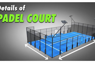 create realistic sport complex gaming arenas padel court with facility rendering