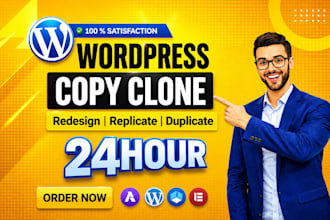 copy clone, redesign, duplicate or recreate any website into wordpress